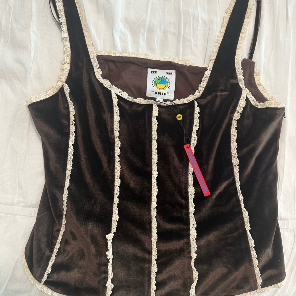 UNIF Women's Brown Velvet Top
